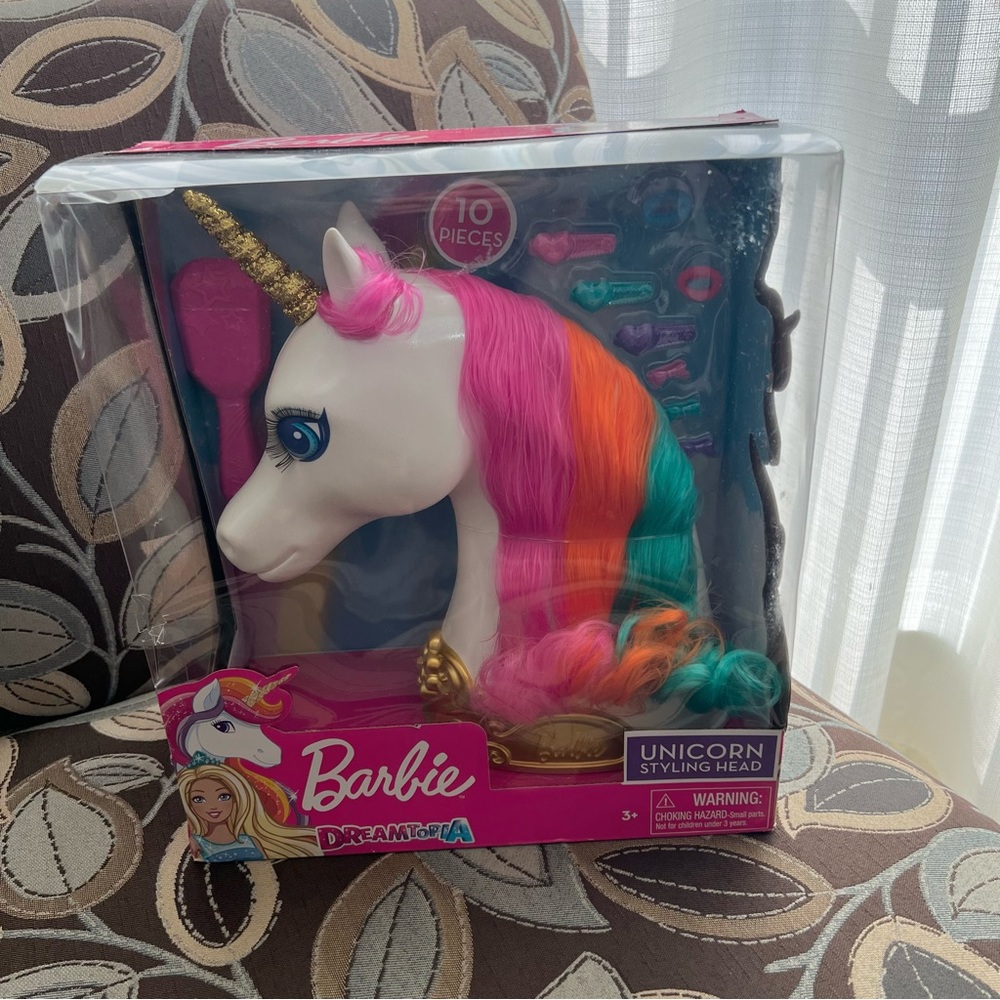 Barbie Unicorn Styling Head with Pink, Orange, Teal and Gold Mane